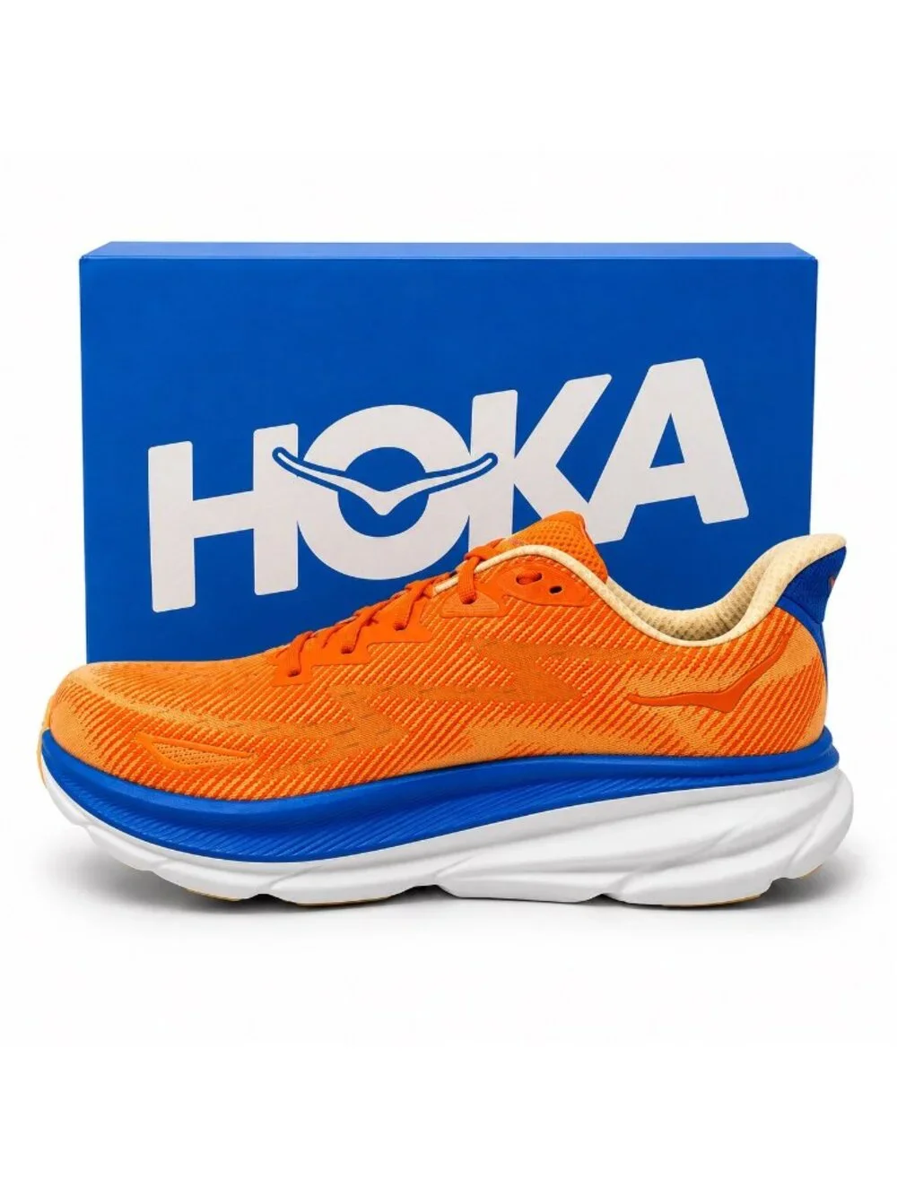 Clifton 9 Cushioned Neutral Running Shoes Mens 12 D Vibrant Orange Impala
